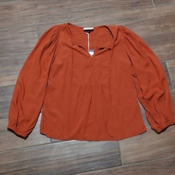 2/$25 NWT Universal Thread brown boho peasant  blouse fall - Picture 1 of 4